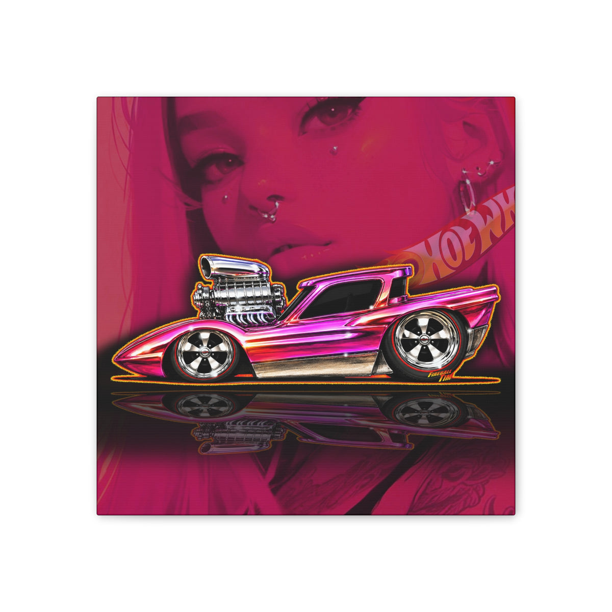 HOT WHEELS Sweet 16 PYTHON Collectible Fireball Art Canvas Stretched Print