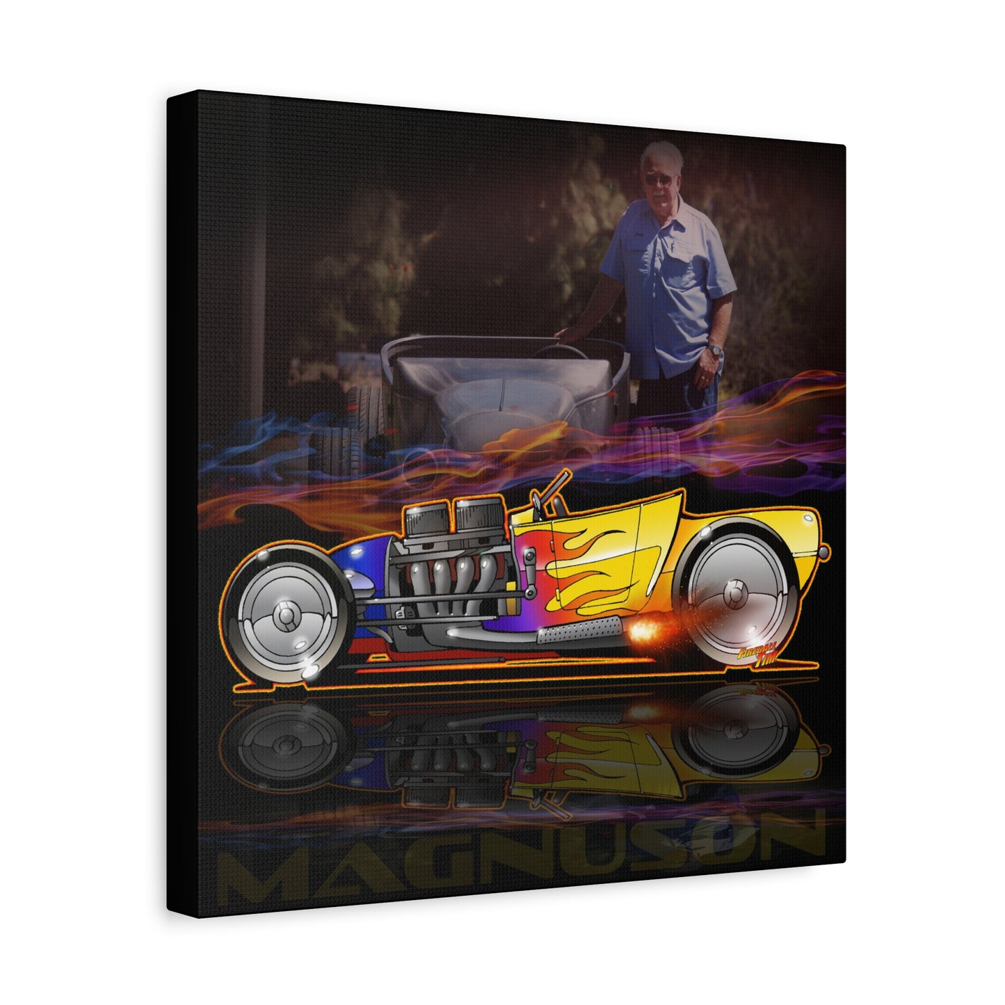 MAGNUSON Track Roadster Hot Rod Fireball Art Canvas Print