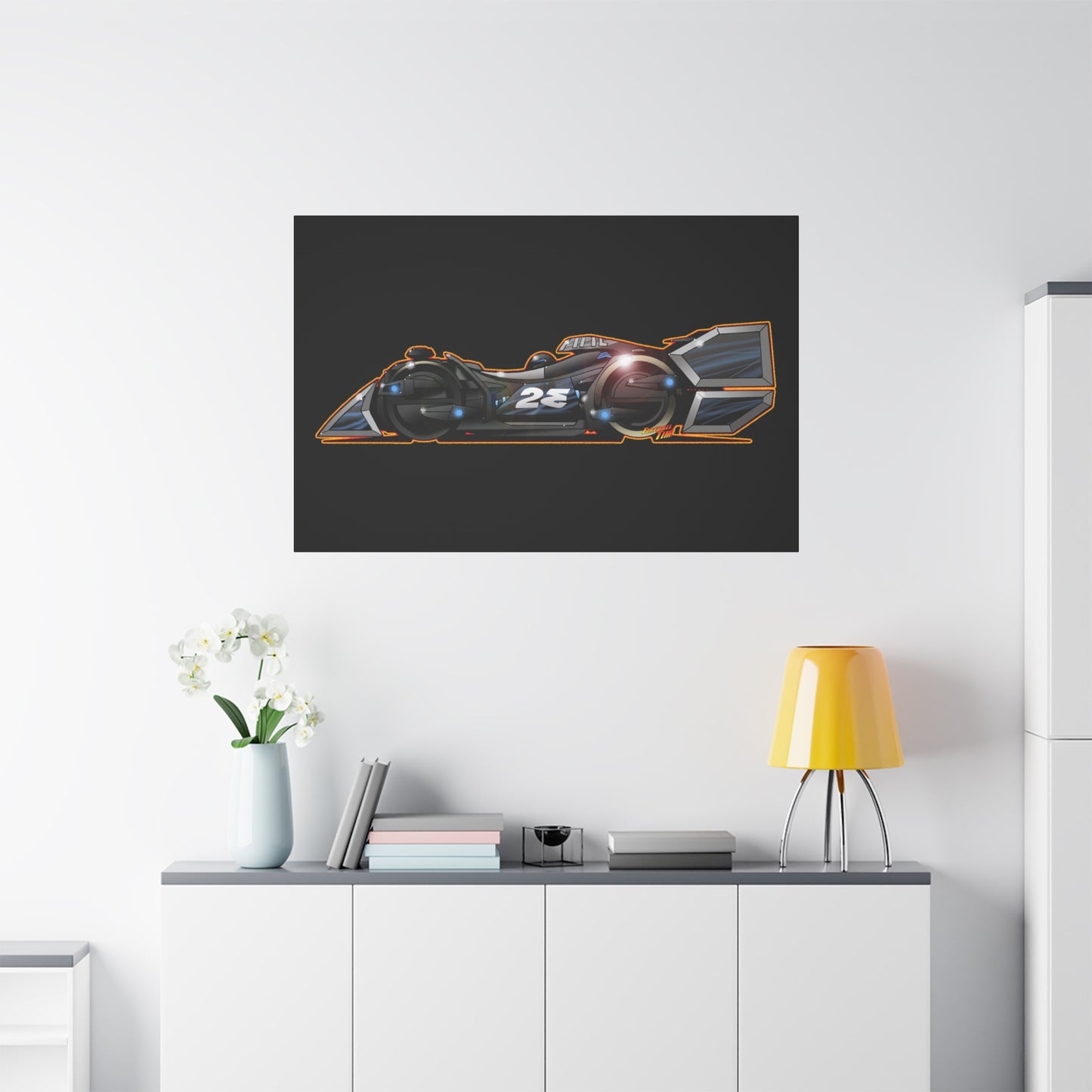 SPEED RACER GRAY GHOST Race Car Fireball Art Canvas Print