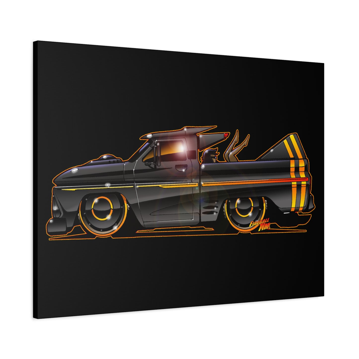 CHEVROLET C10 1960 Stinger Pickup Truck Fireball Art Canvas Print