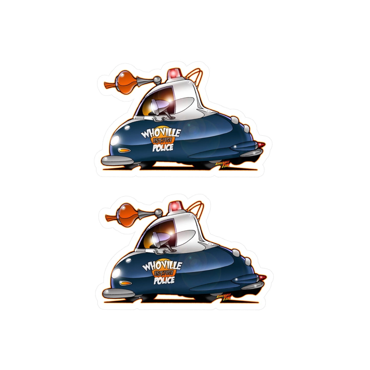 THE GRINCH WHOVILLE POLICE CAR Fireball Art Decal Sticker Set - 4 Sizes