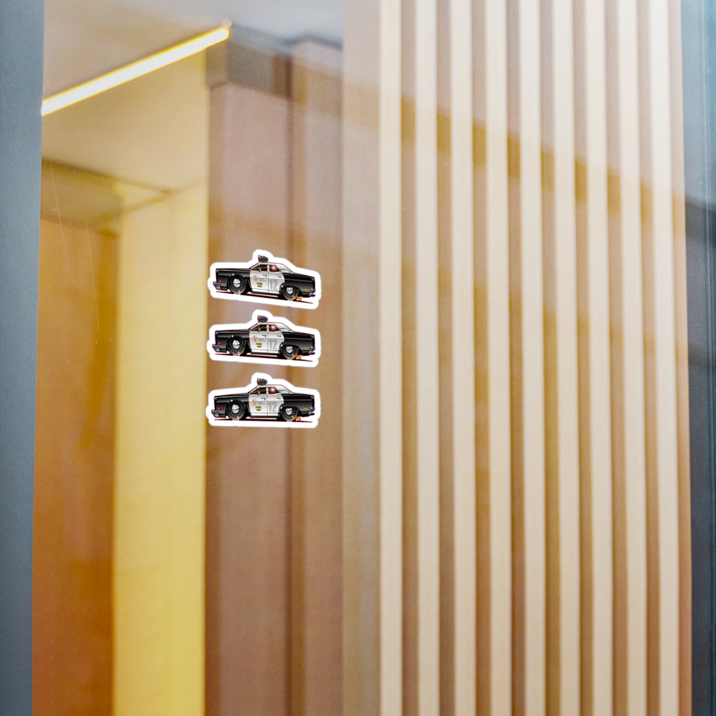 ADAM 12 PLYMOUTH POLICE CAR Fireball Art Collectible Decal Stickers - 4 Sizes