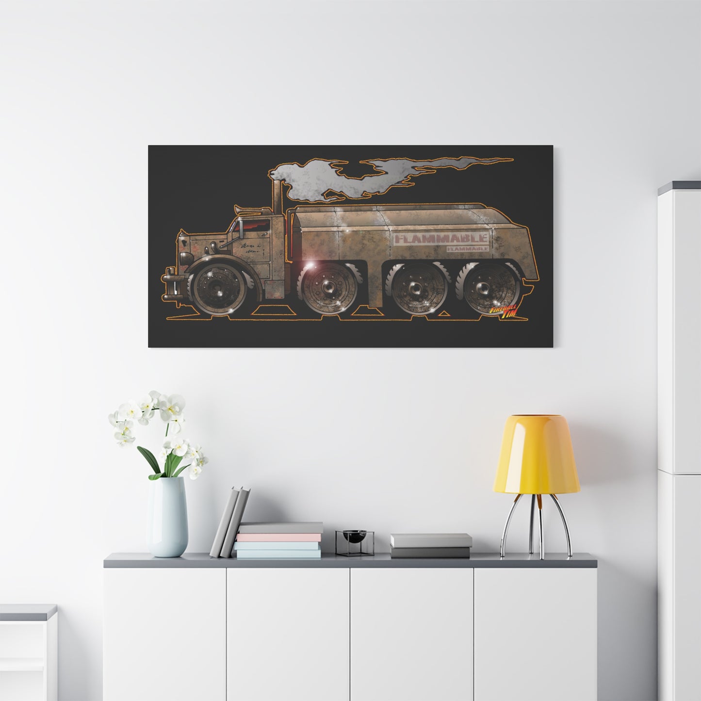 DUEL Killer Movie Truck Fireball Art Canvas Print - Sizes