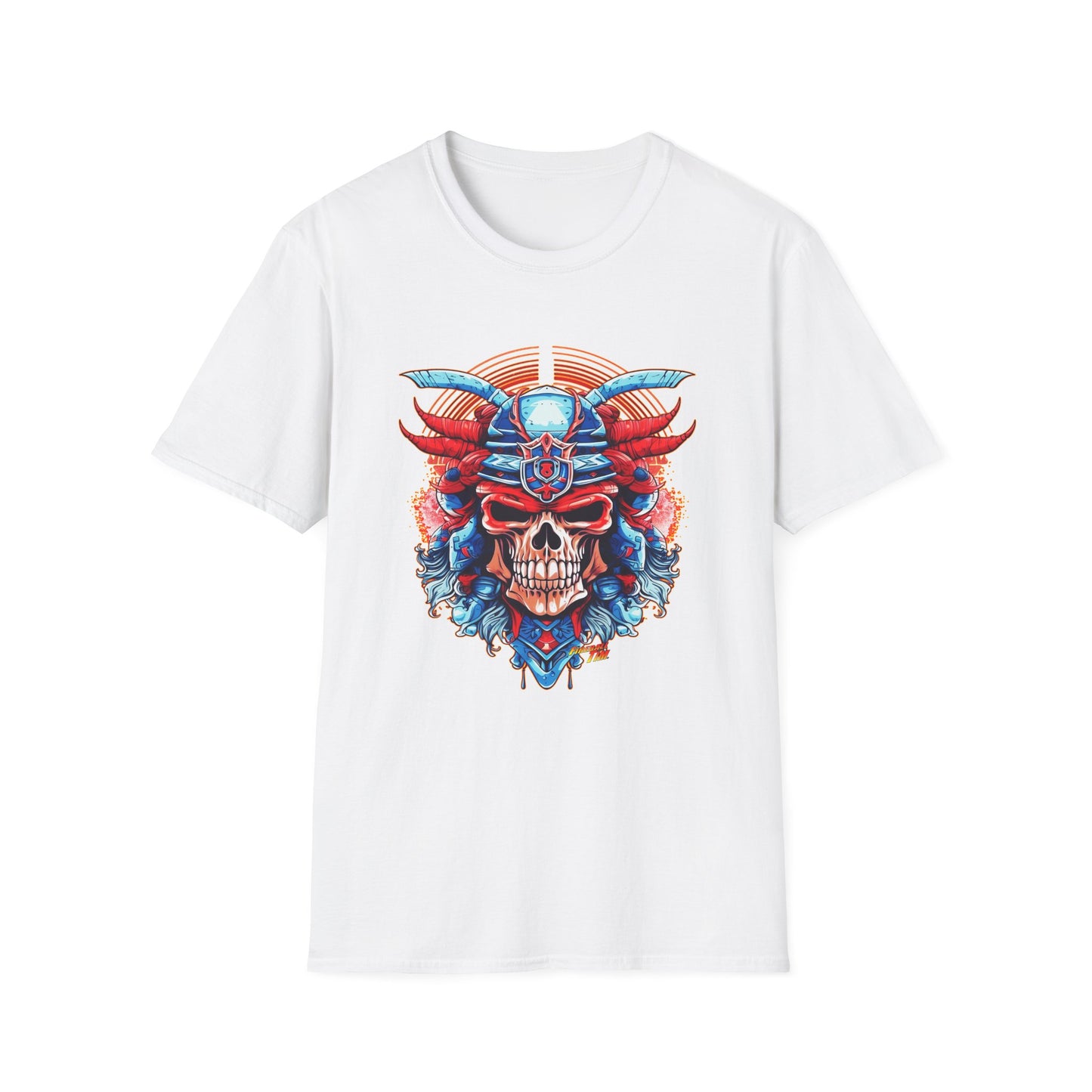 SAMURAI SKULL Fireball Art Unisex Softstyle T-Shirt - Multiple Colors