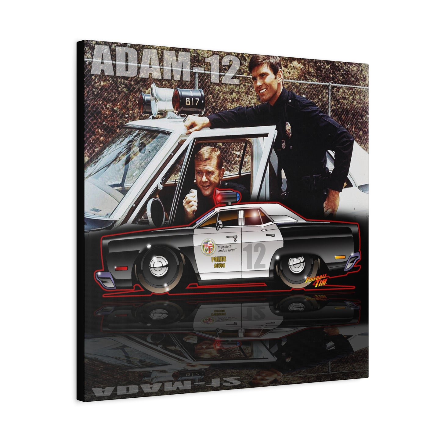 ADAM 12 PLYMOUTH Police Car Fireball Art Canvas Print