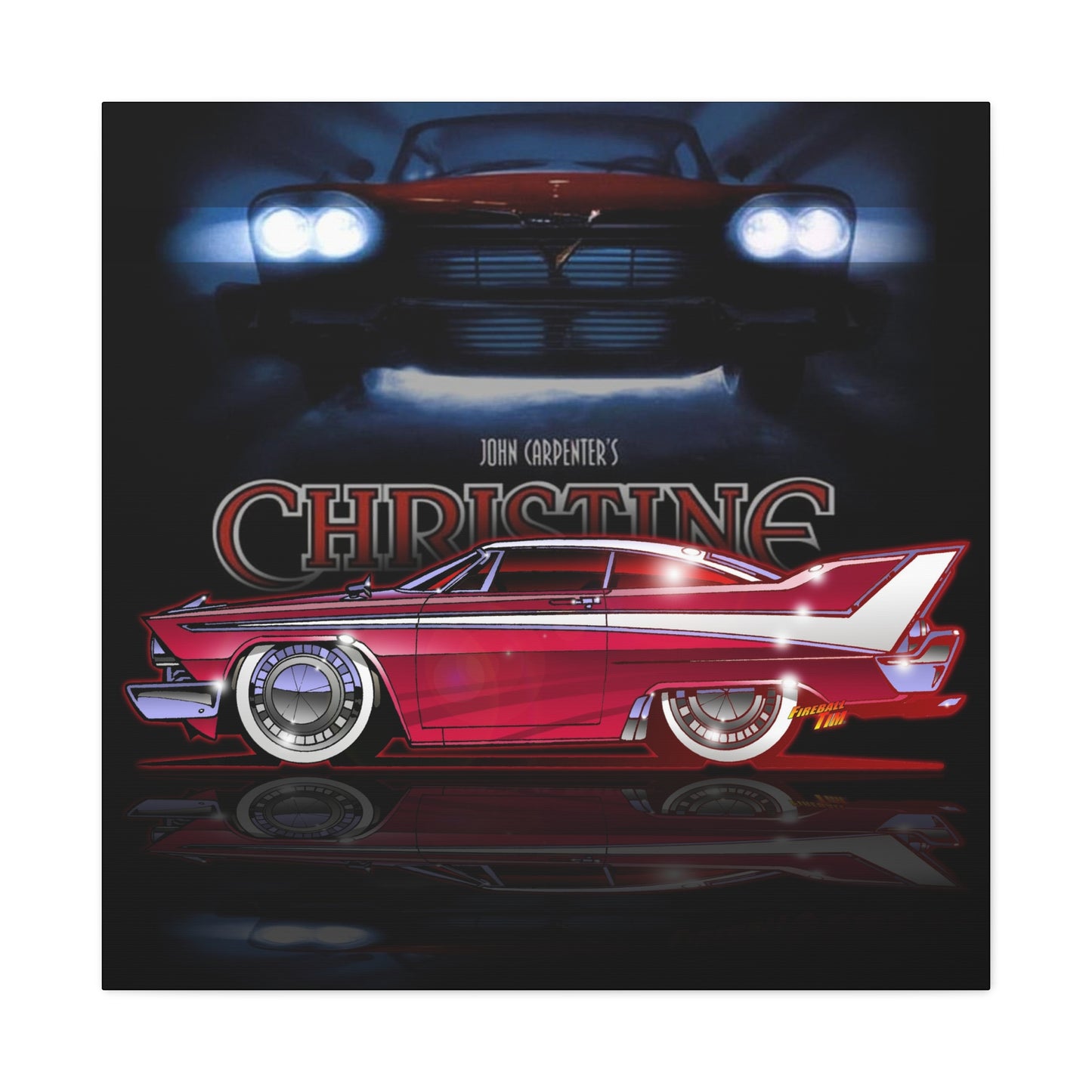 CHRISTINE 1958 Plymouth Fury Movie Car Fireball Art Canvas Print
