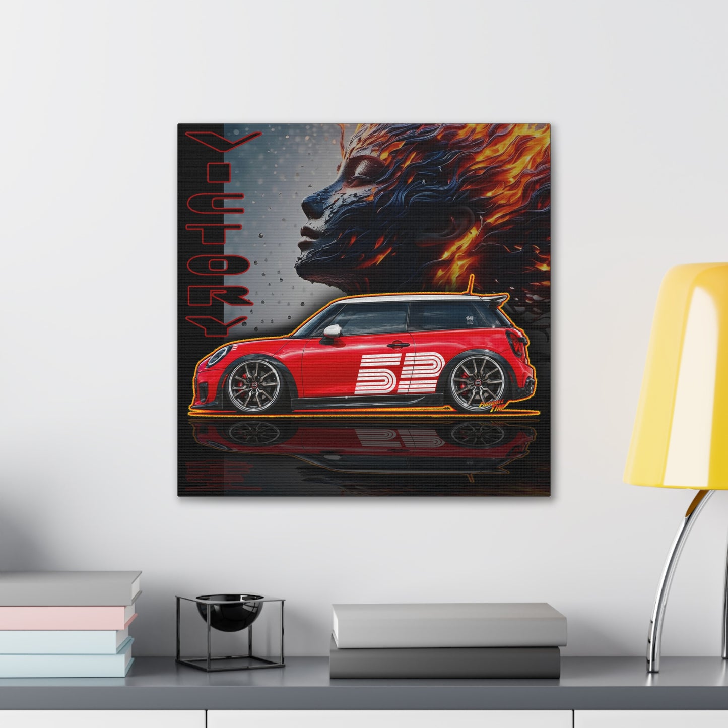 MINI COOPER 2026 Victory Edition Collectible Fireball Art Canvas Stretched Print