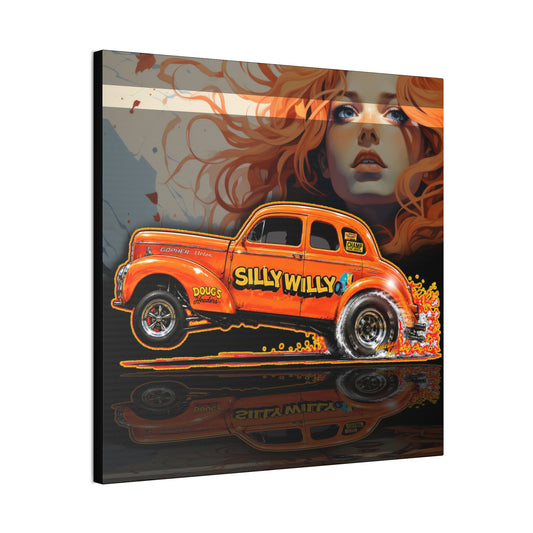 SILLY WILLY HOT ROD GASSER Collectible Fireball Art Canvas Stretched Print