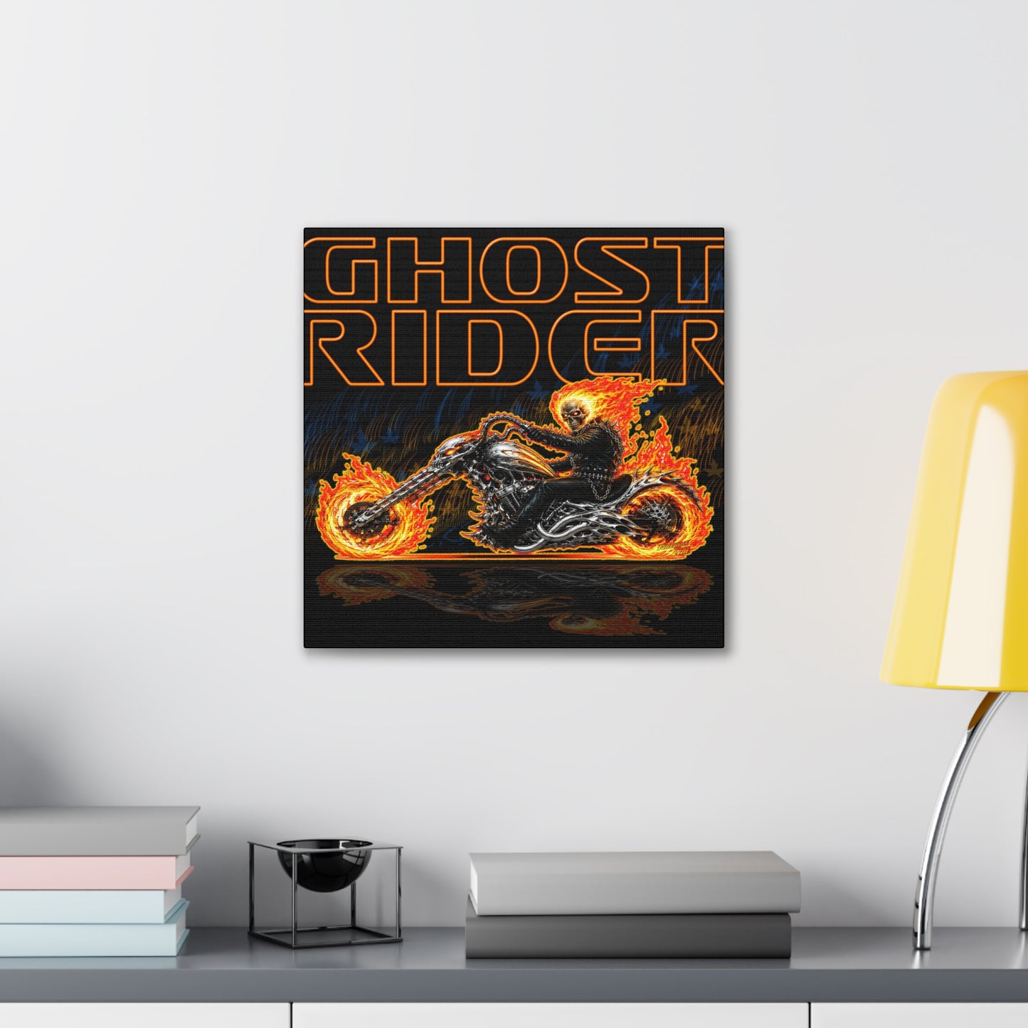 GHOST RIDER CHOPPER Collectible Fireball Art Canvas Stretched Print