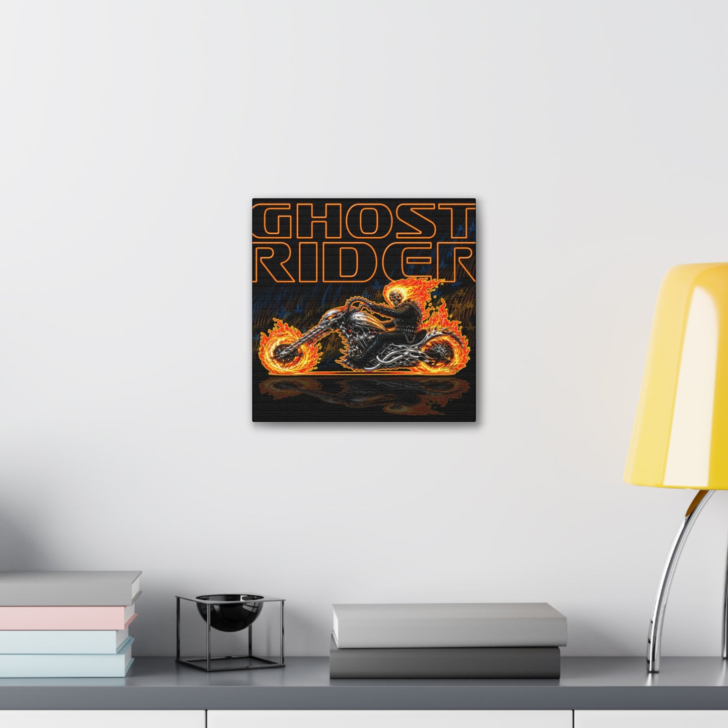 GHOST RIDER CHOPPER Collectible Fireball Art Canvas Stretched Print