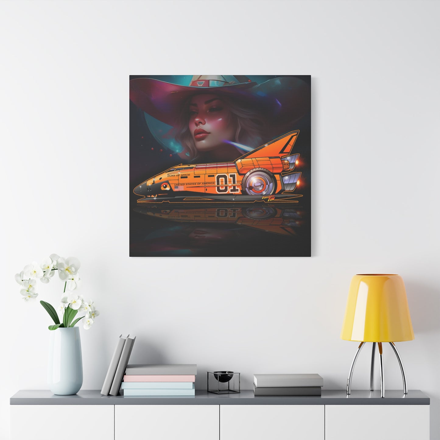 DUKE OF SPACE Dukes of Hazzard Space Shuttle Canvas Art Wall Print