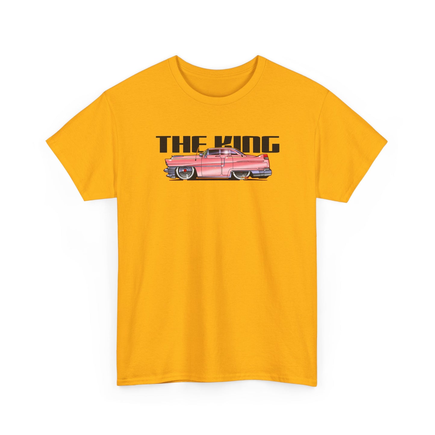 ELVIS THE KING PINK 1955 CADILLAC Fireball Art Tee Shirt - Multiple Sizes