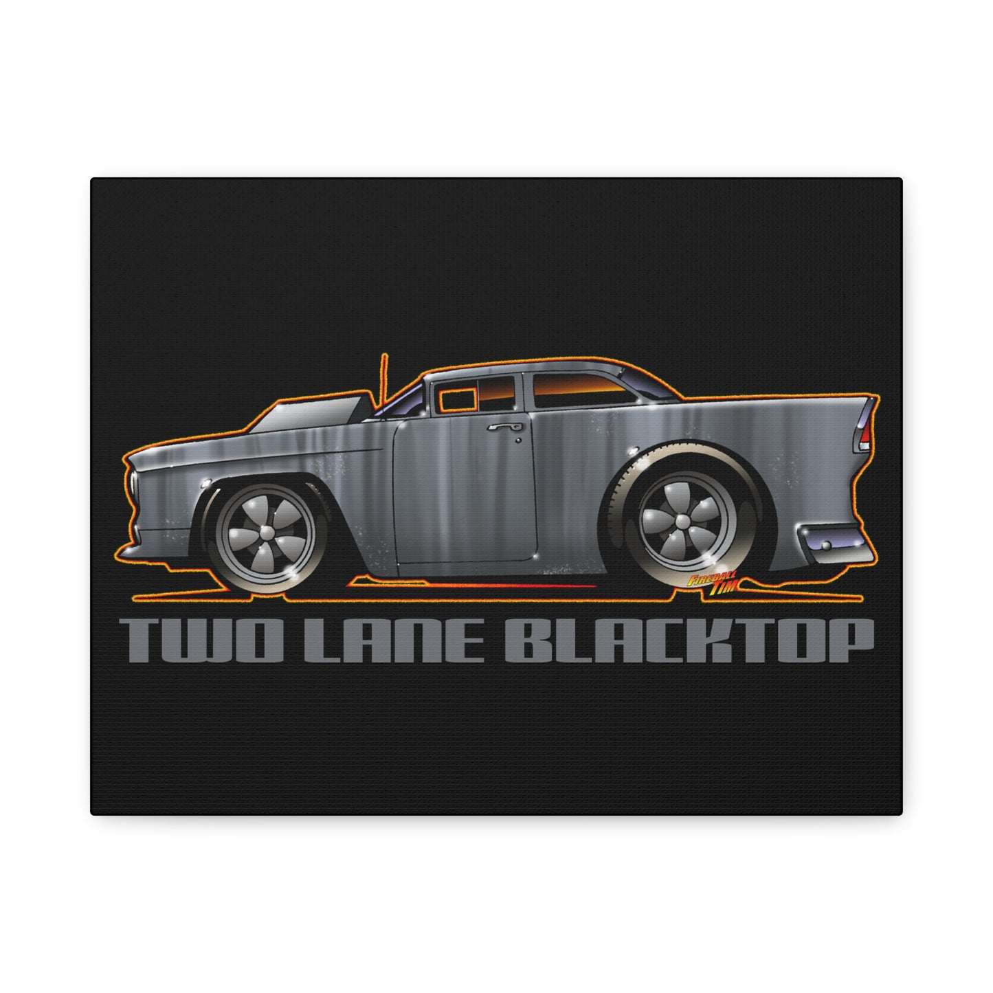 TWO LANE BLACKTOP 1955 CHEVY Fireball Art Canvas Print - 11x14