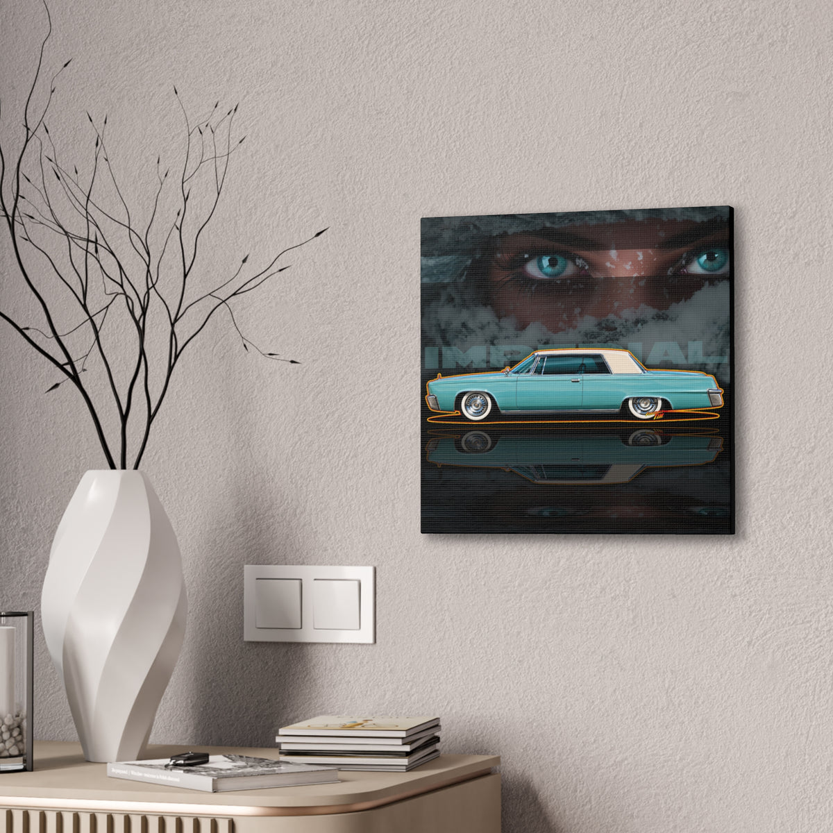CHRYSLER IMPERIAL 1964 Collectible Fireball Art Canvas Stretched Print