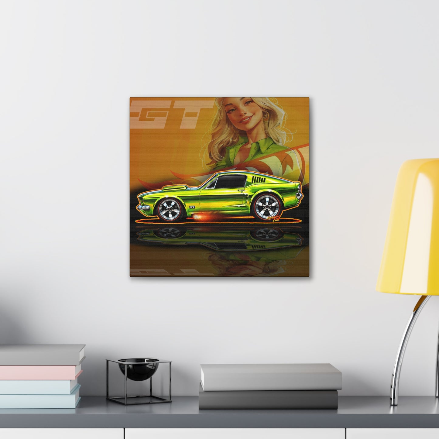 HOT WHEELS Sweet 16 MUSTANG GT Collectible Fireball Art Canvas Stretched Print