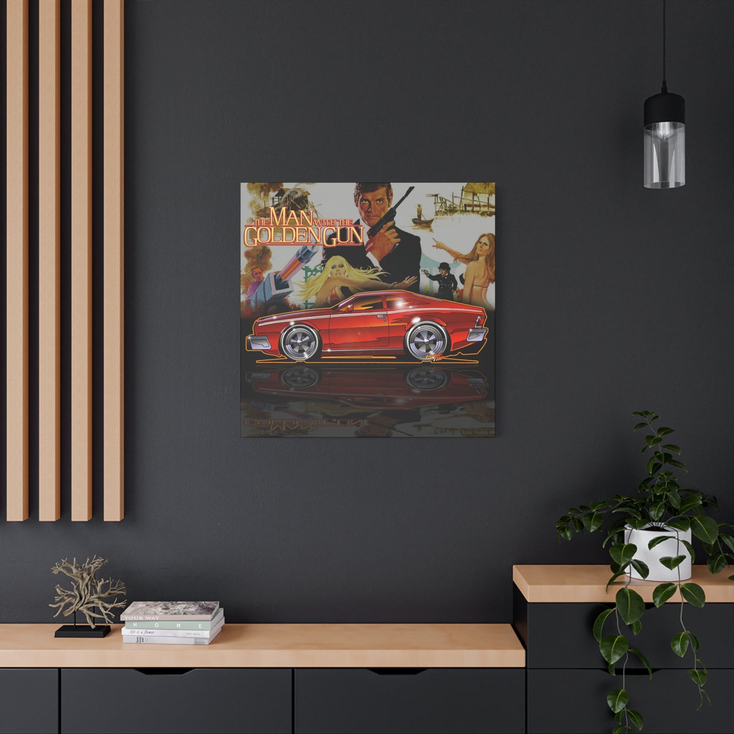 MAN WITH THE GOLDEN GUN AMC Hornet James Bond Fireball Art Canvas Print