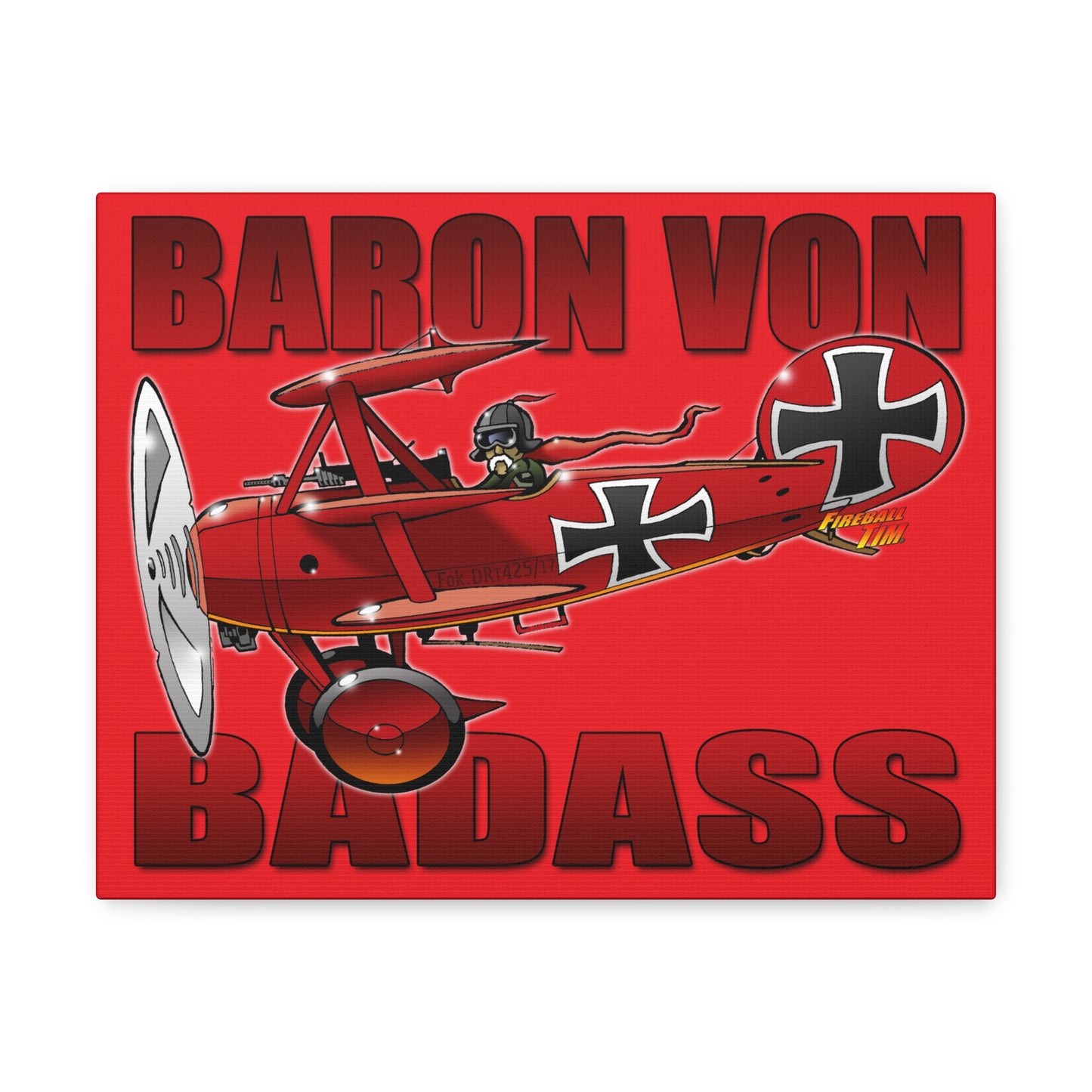 BARON VON BADASS Red Baron Airplane Canvas Gallery Art Wall Print 11x14