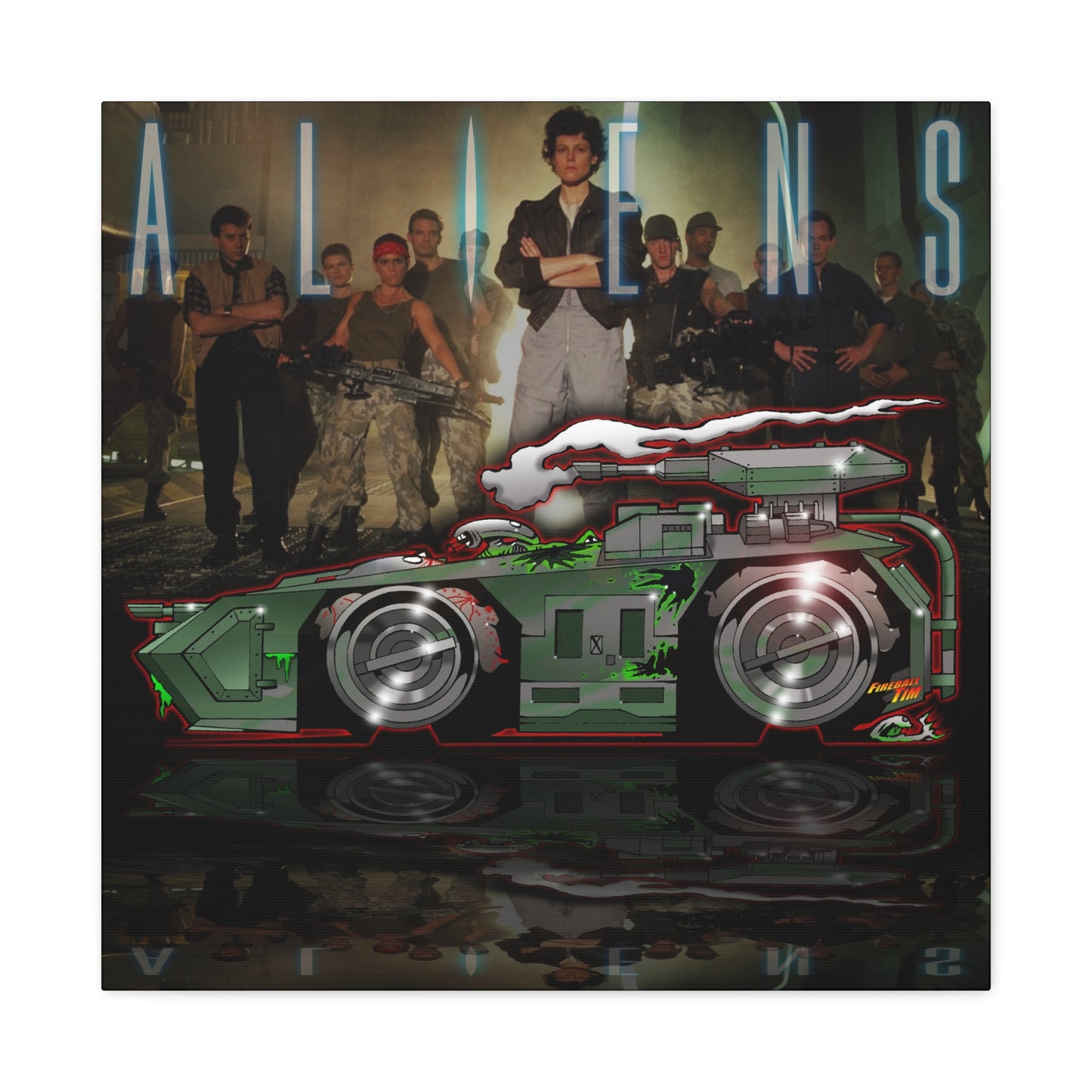 ALIENS APC TANK Movie Car Fireball Art Canvas Print