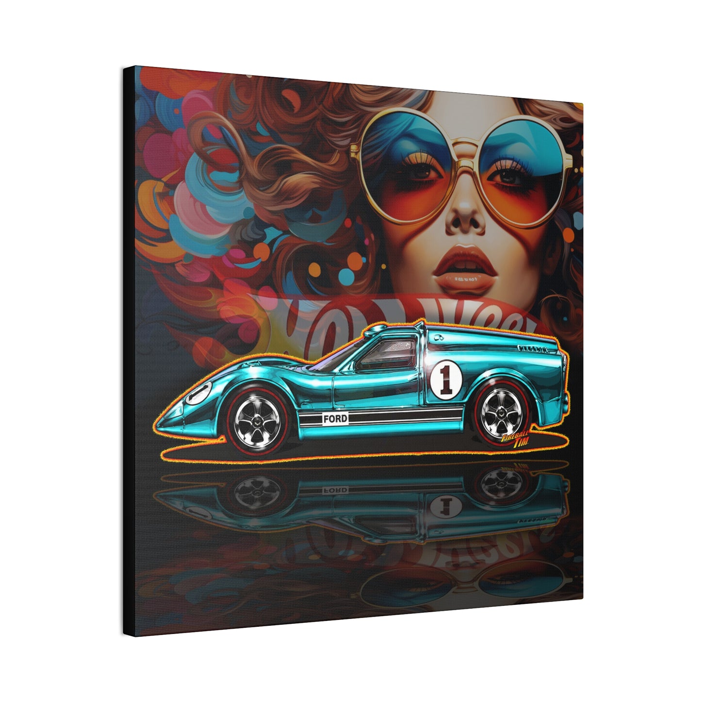HOT WHEELS Sweet 16 JCAR Collectible Fireball Art Canvas Stretched Print