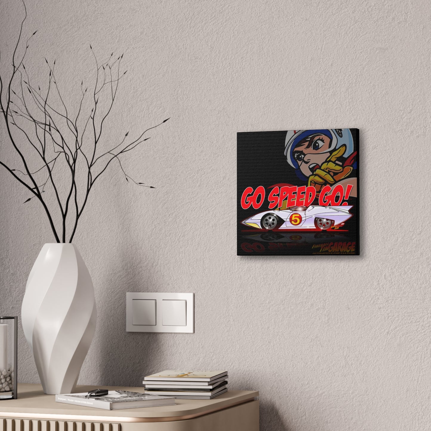 SPEED RACER MACH 5 Cartoon Fireball Canvas Art Print - 12x12