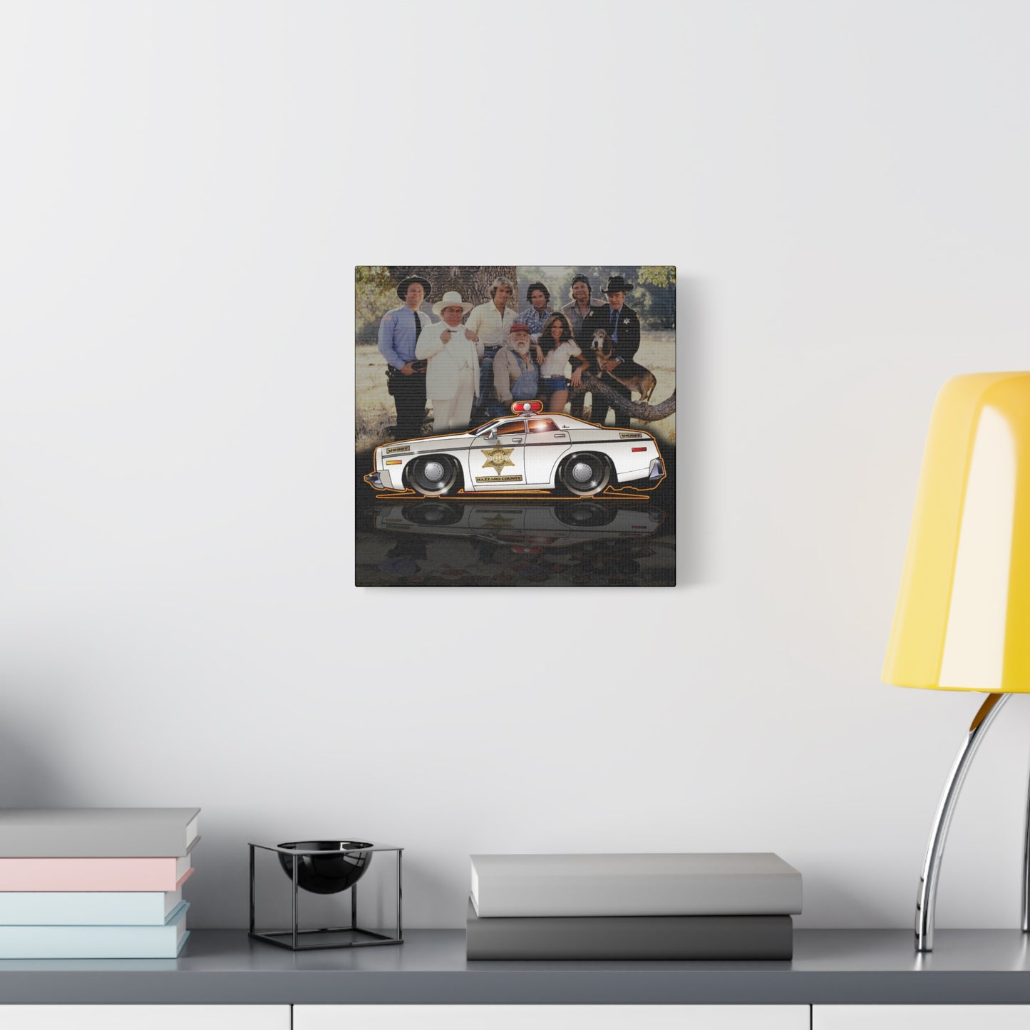 DUKES OF HAZZARD SHERIFF POLICE CAR Collectible Fireball Art Canvas Print