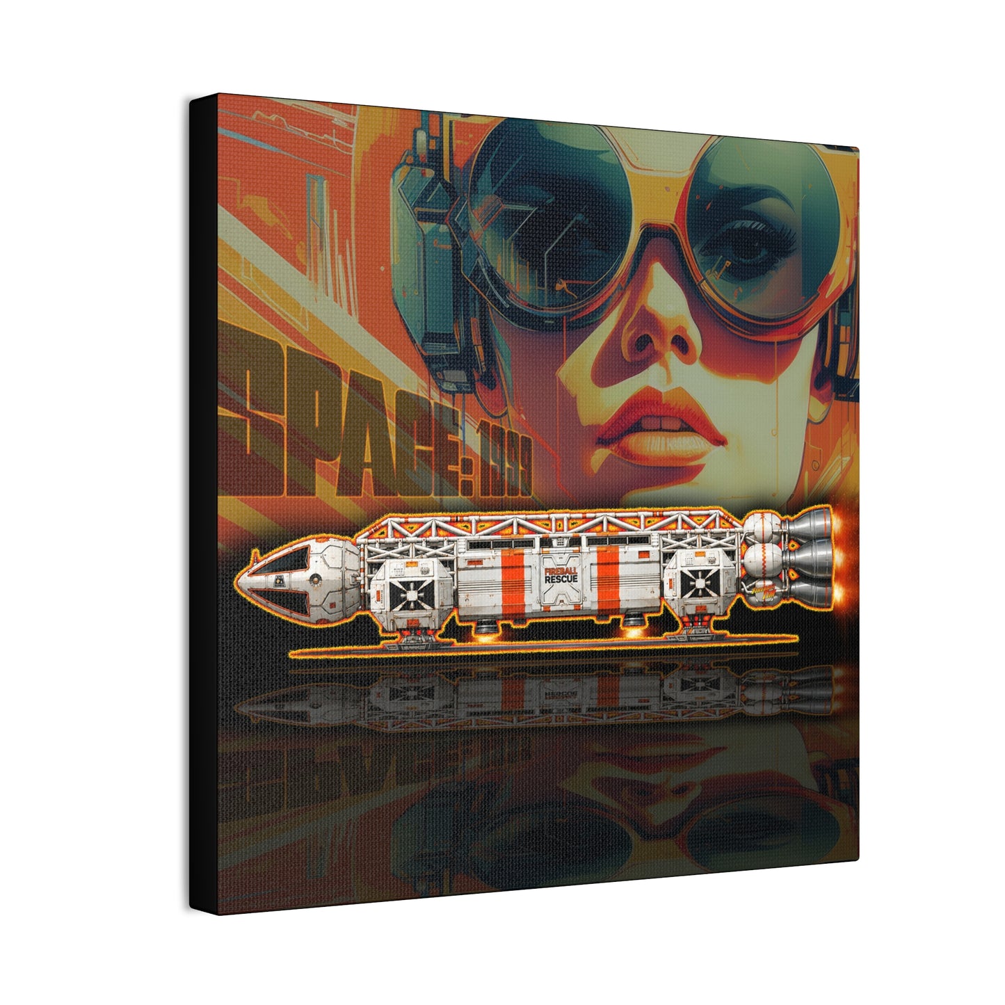 SPACE 1999 EAGLE RESCUE Spaceship Collectible Fireball Art Canvas Stretched Print