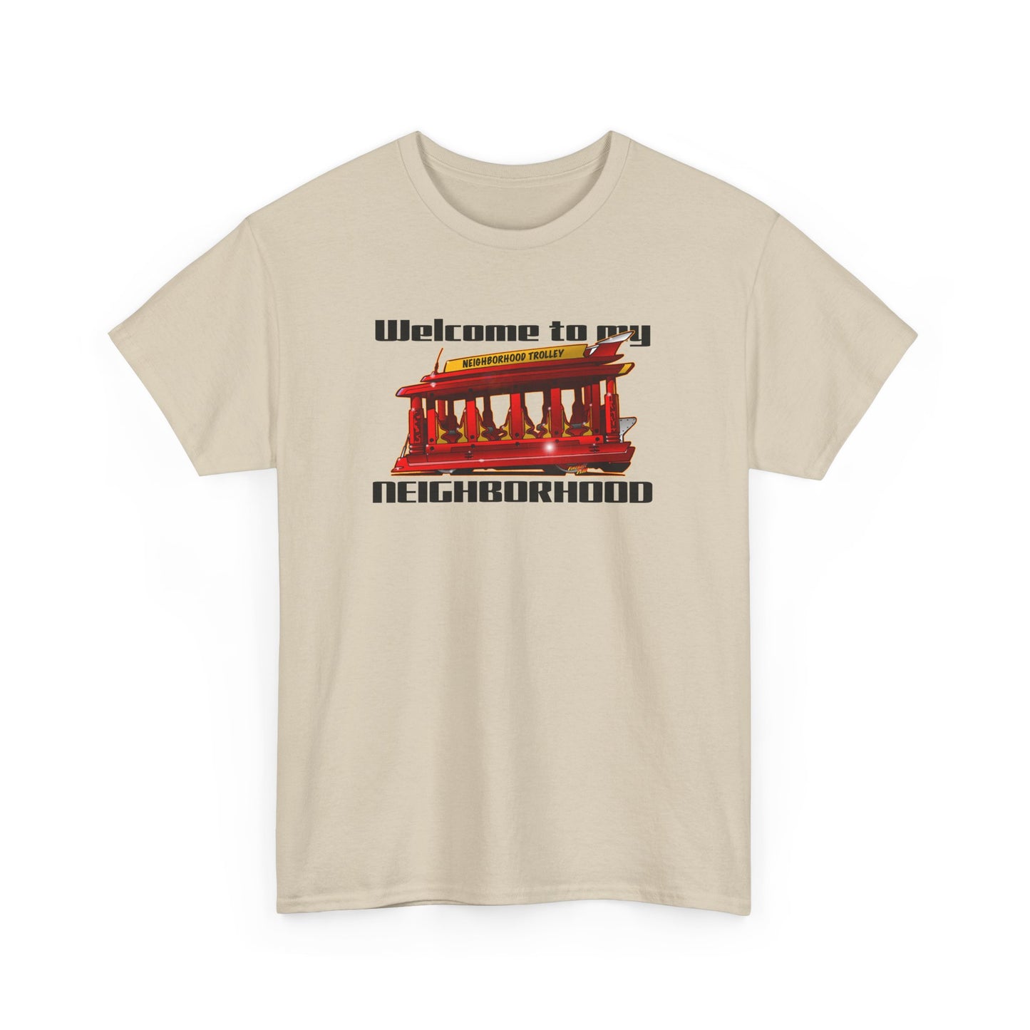 MR. ROGERS NEIGHBORHOOD TROLLEY Unisex Heavy Cotton Tee Shirt - Multiple Colors