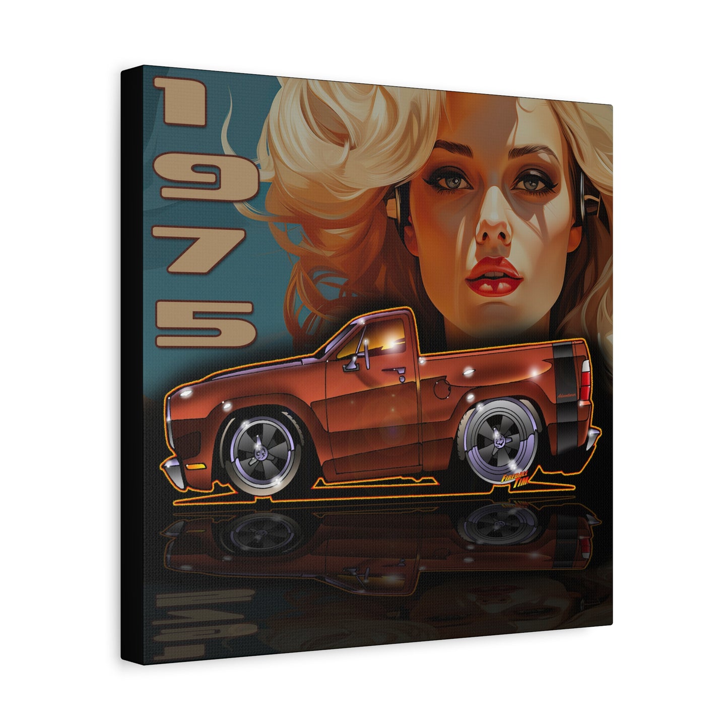 DODGE ADVENTURER SRT Pickup Truck 1975 Fireball Art Canvas Print