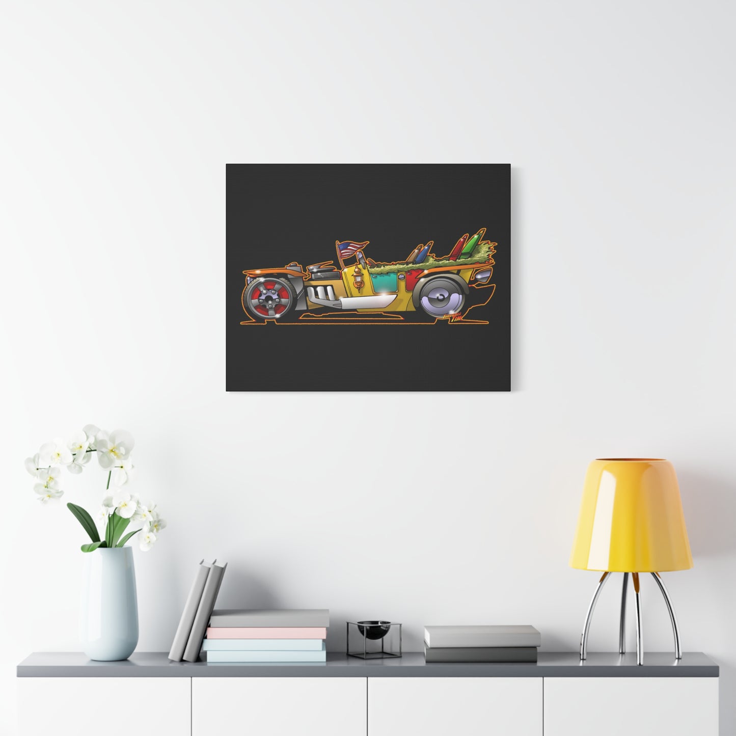 MONGREL T HOT ROD Elvis Easy Come Easy Go Fireball Canvas Art Wall Print