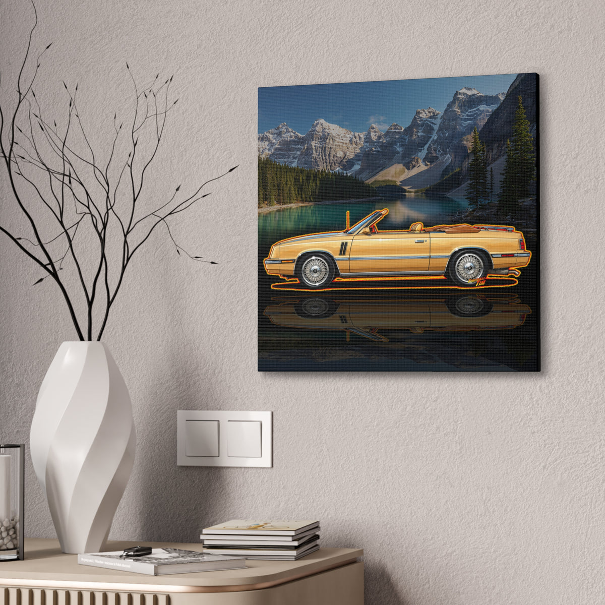 DODGE 600 CONVERTIBLE 1985 Collectible Fireball Art Canvas Stretched Print