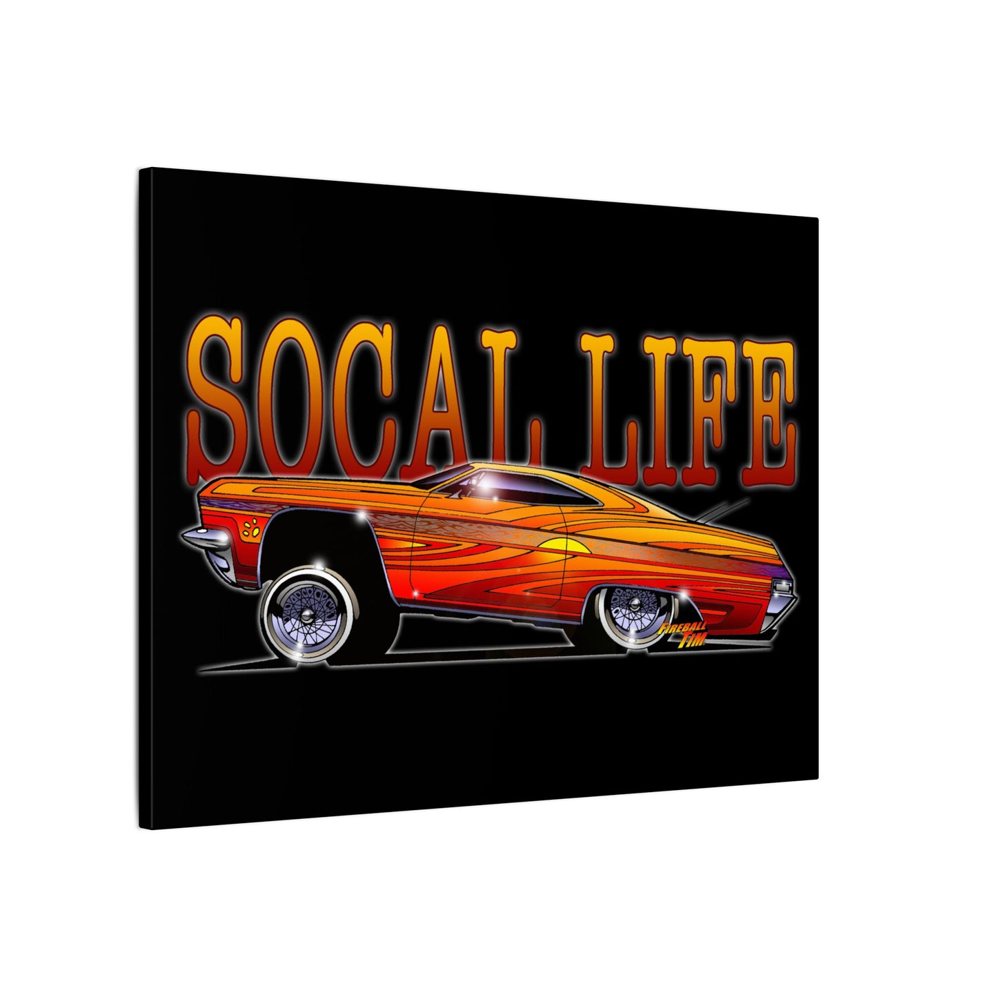 CHEVY IMPALA LOWRIDER Fireball Art Canvas Print