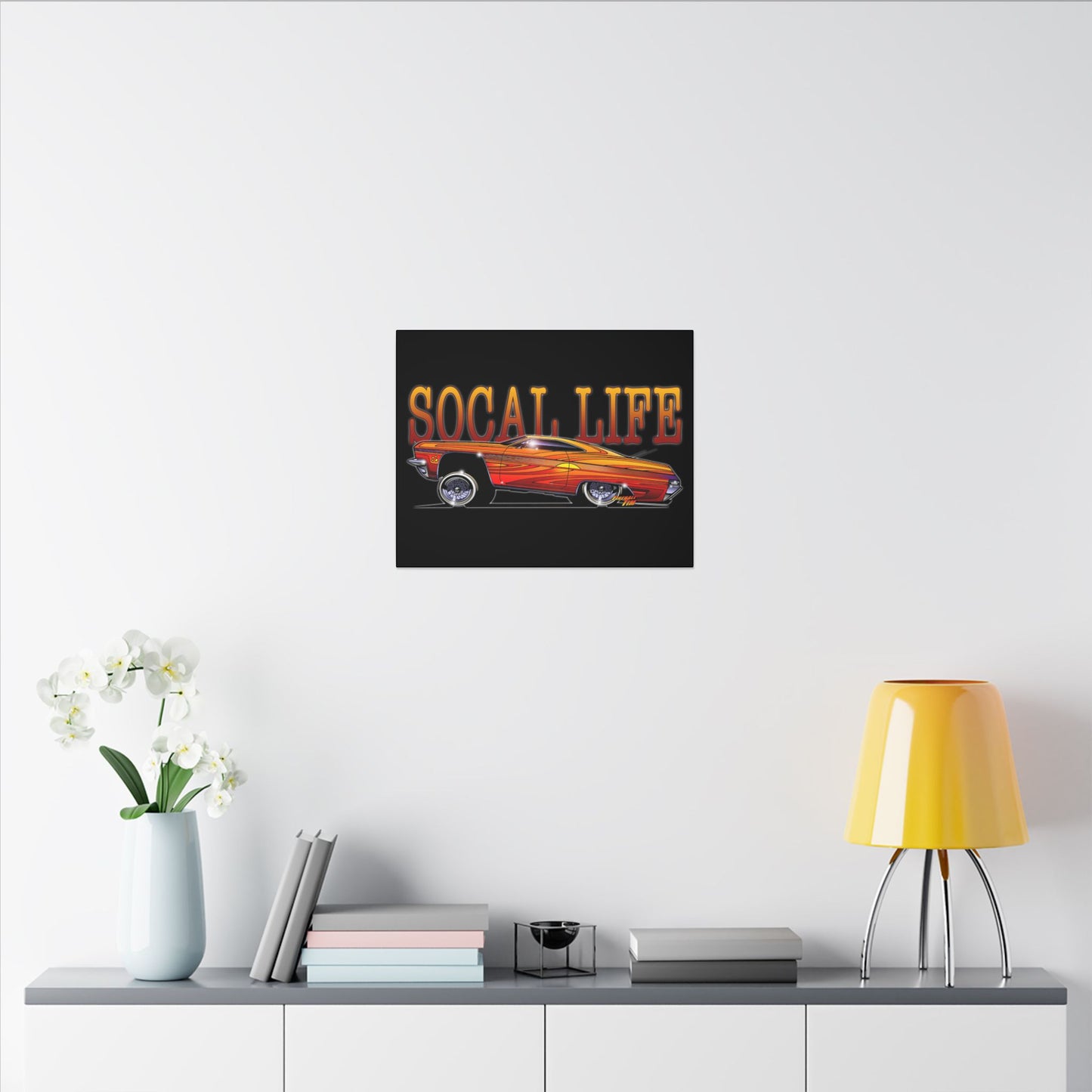 CHEVY IMPALA LOWRIDER Fireball Art Canvas Print