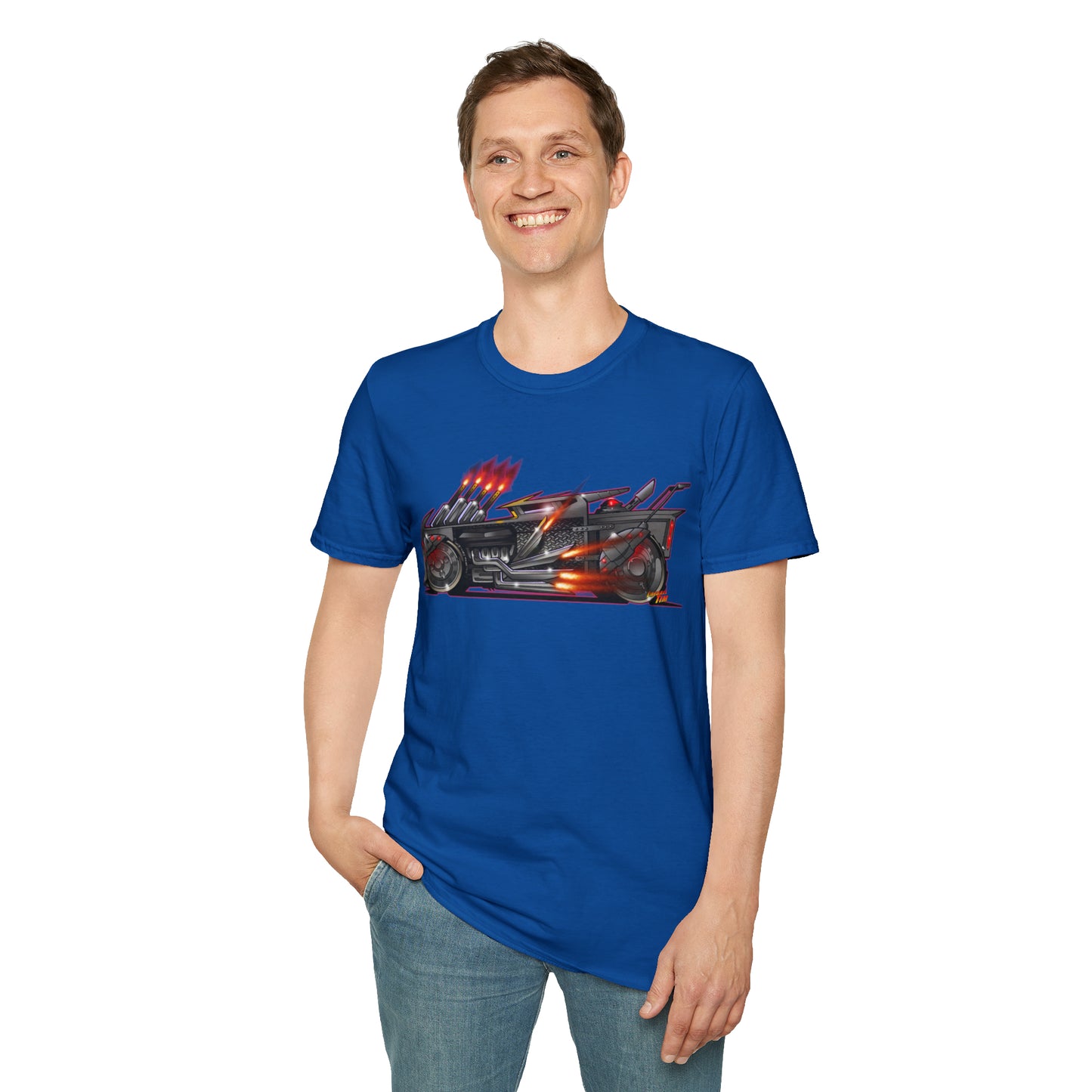 Fireball Tim BATSHAKER BATMOBILE Unisex Softstyle T-Shirt