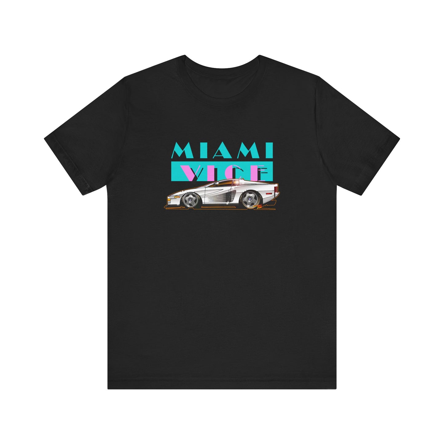 MIAMI VICE FERRARI TESTAROSSA TV Show Short Sleeve Tee 12 Colors