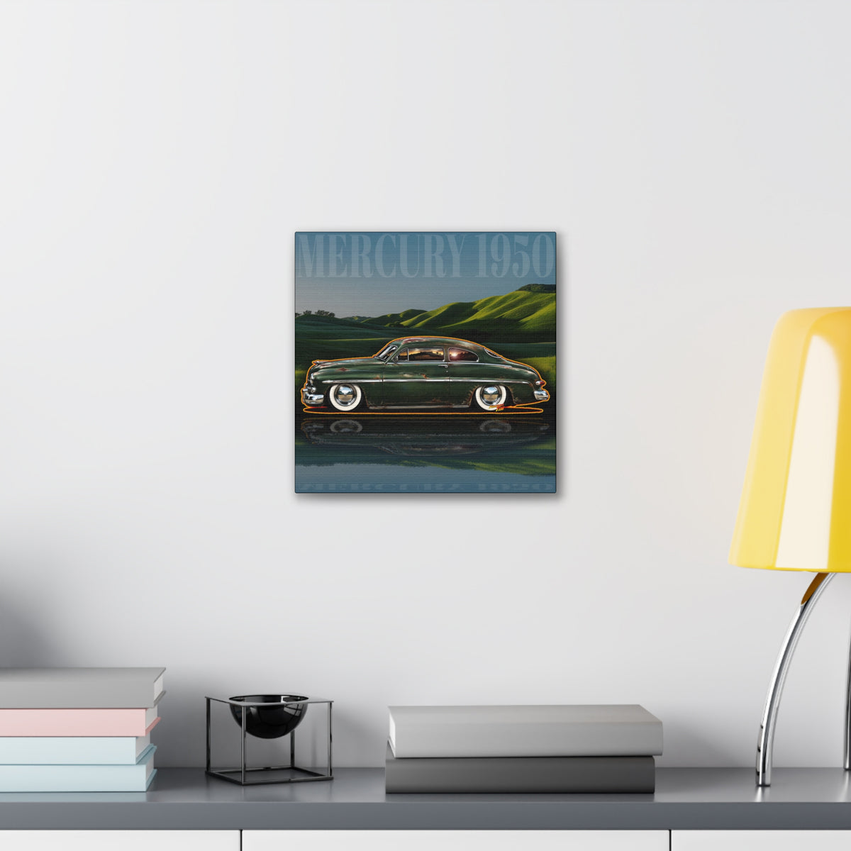 MERCURY COUPE 1950 Collectible Fireball Art Canvas Stretched Print