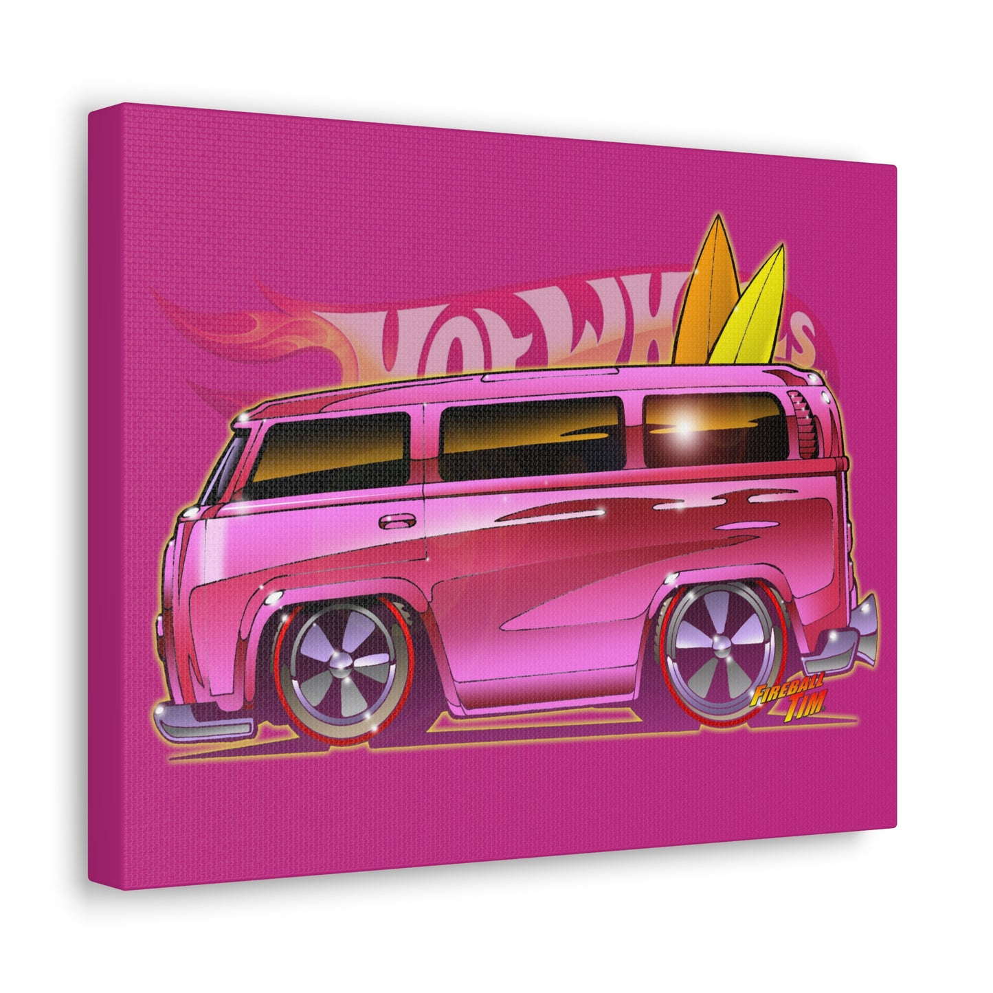 Hot Wheels PINK BEACH BOMB VW Bus Canvas Gallery Art Print 11x14