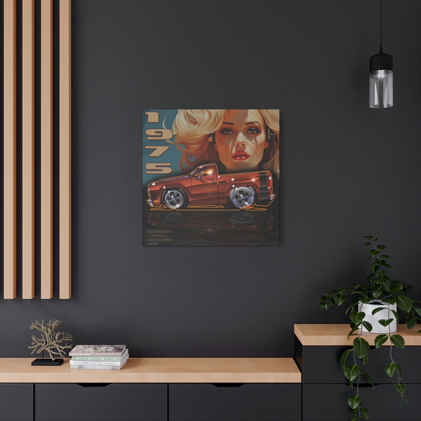 DODGE ADVENTURER SRT Pickup Truck 1975 Fireball Art Canvas Print