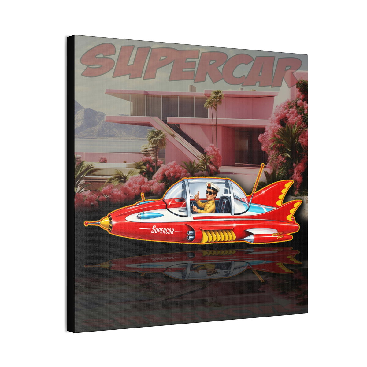 SUPERCAR Gerry Anderson 60's TV Flying Car Collectible Fireball Art Canvas Stretched Print