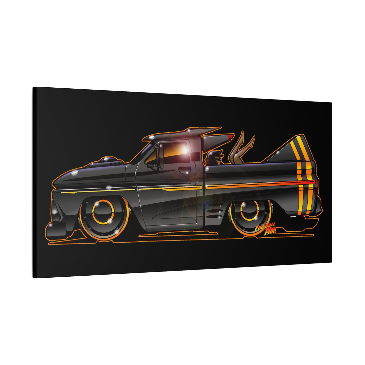 CHEVROLET C10 1960 Stinger Pickup Truck Fireball Art Canvas Print