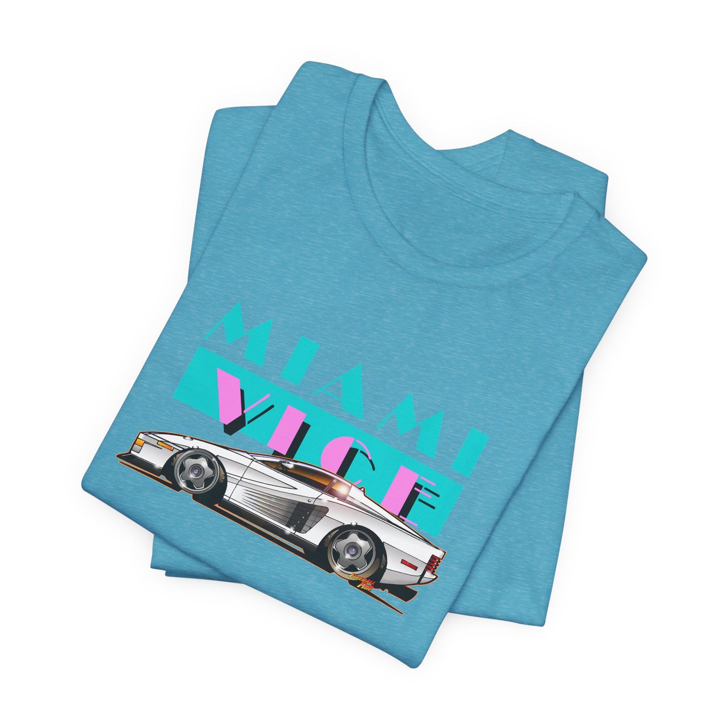 MIAMI VICE FERRARI TESTAROSSA TV Show Short Sleeve Tee 12 Colors