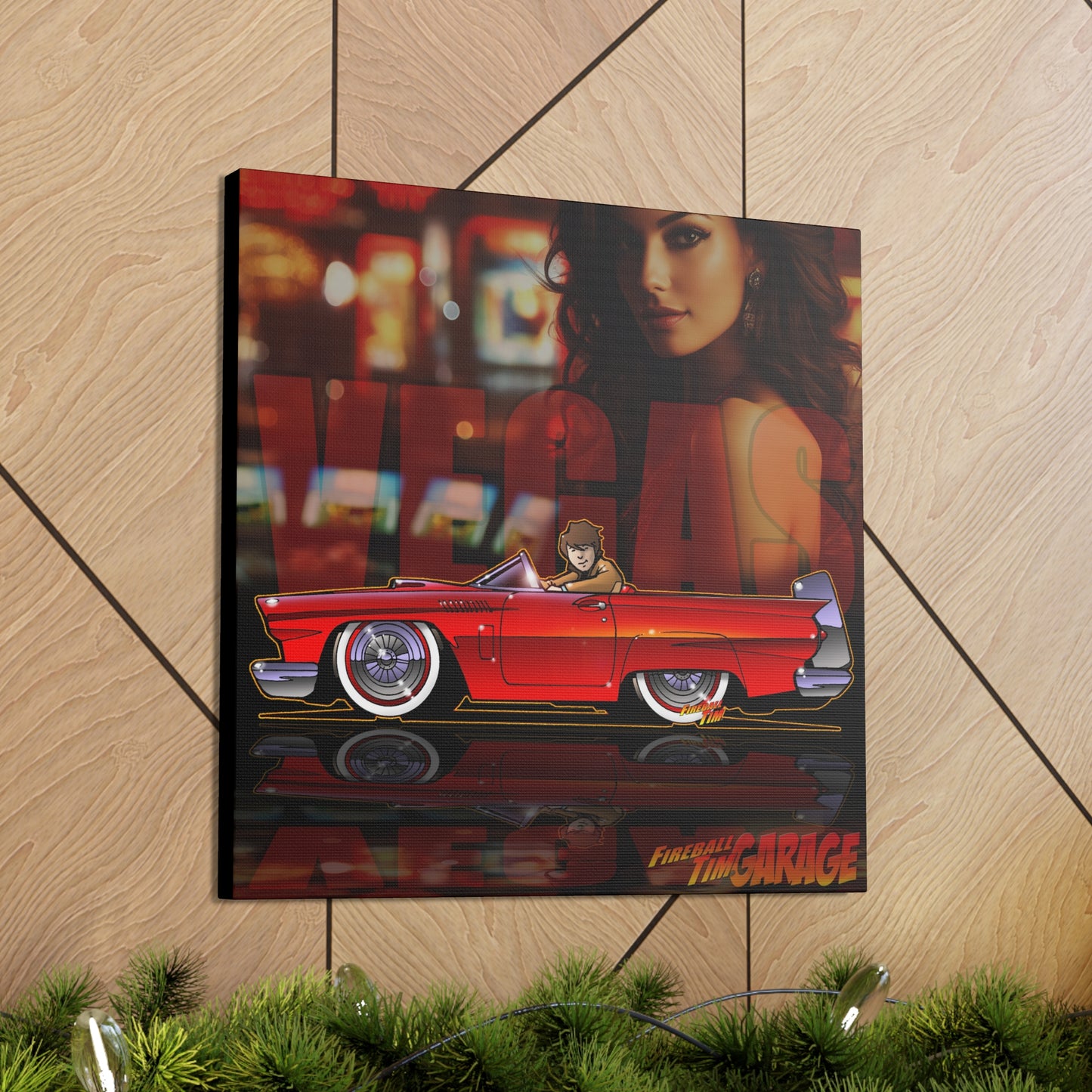 VEGAS THUNDERBIRD TV Car Robert Urich Concept Art Canvas MASTERPRINT 3 Sizes