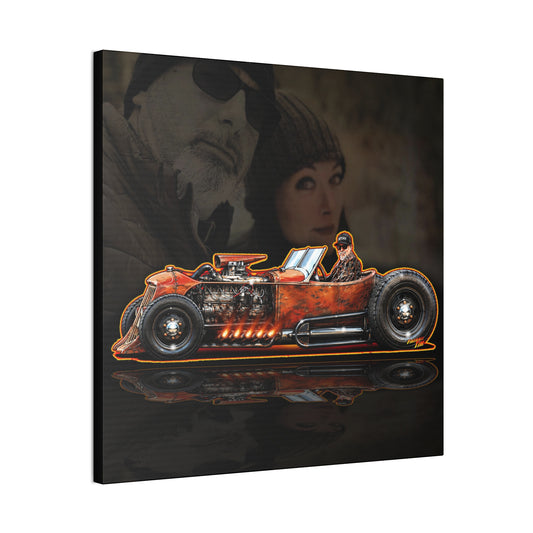 CUSTOM RAT ROD Hot Rod Gretchen Collectible Fireball Art Canvas Stretched Print