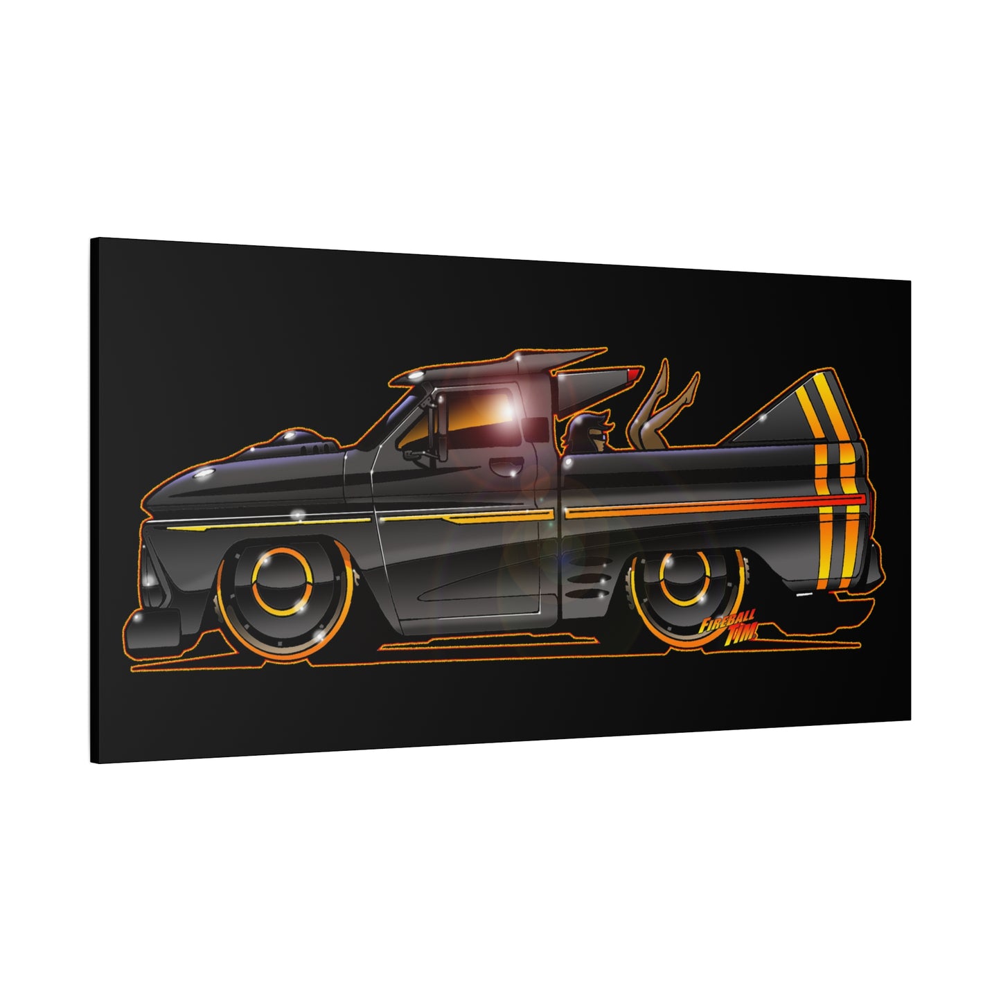 CHEVROLET C10 1960 Stinger Pickup Truck Fireball Art Canvas Print