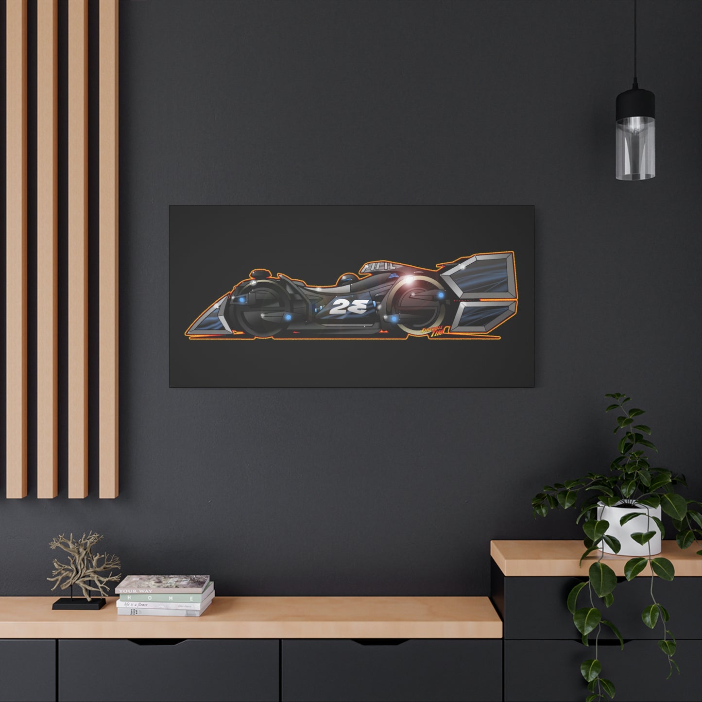 SPEED RACER GRAY GHOST Race Car Fireball Art Canvas Print