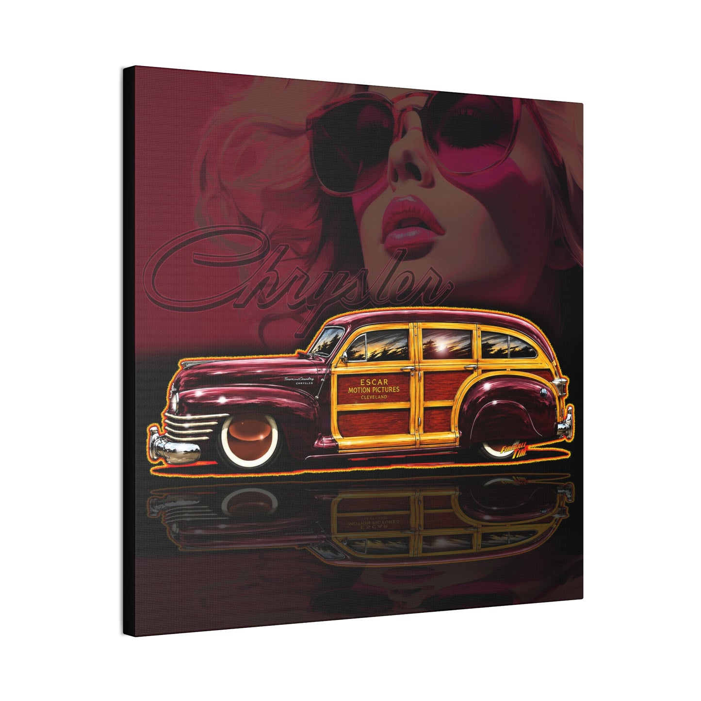 CHRYSLER TOWN & COUNTRY 1942 Collectible Fireball Art Canvas Stretched Print