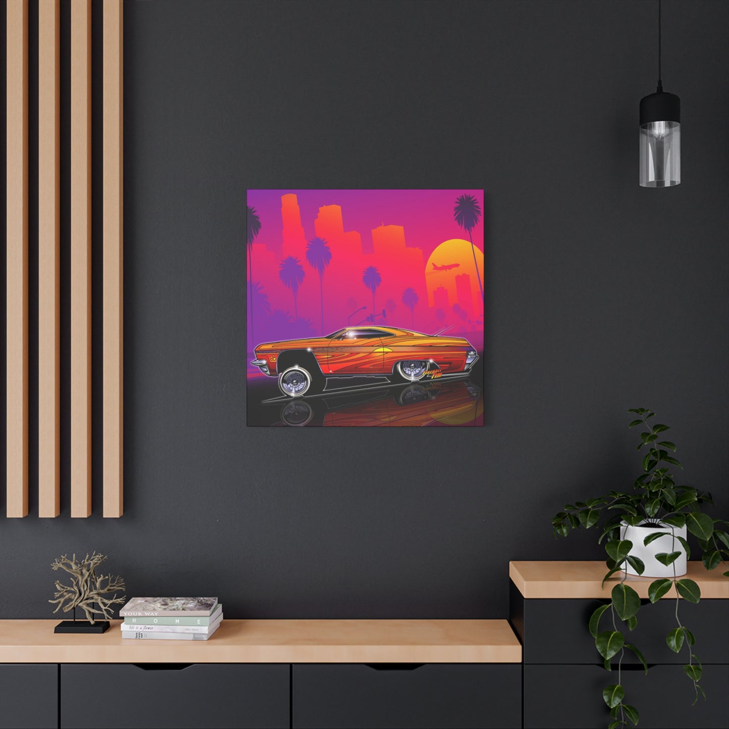 CHEVY IMPALA LOWRIDER Collectible Fireball Art Canvas Print