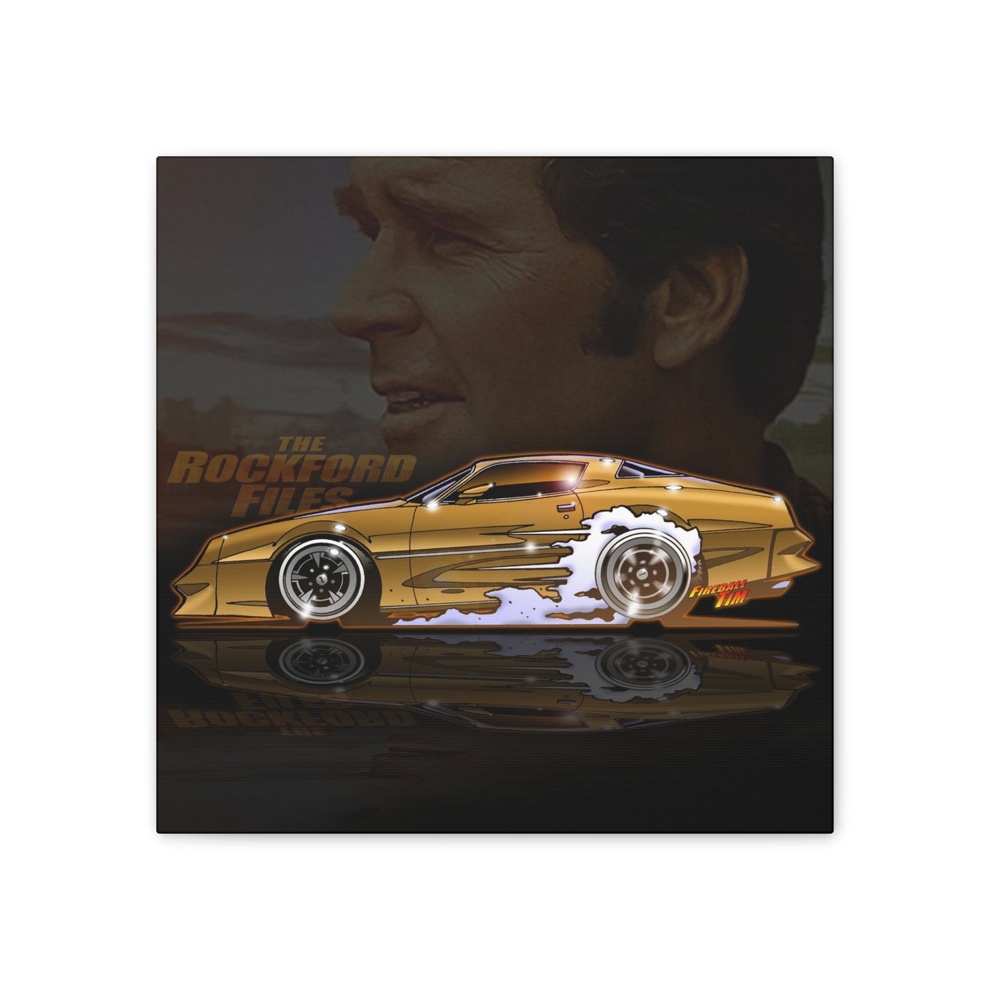 ROCKFORD FILES Pontiac Firebird Fireball Art Canvas Wall Print - 3 Sizes