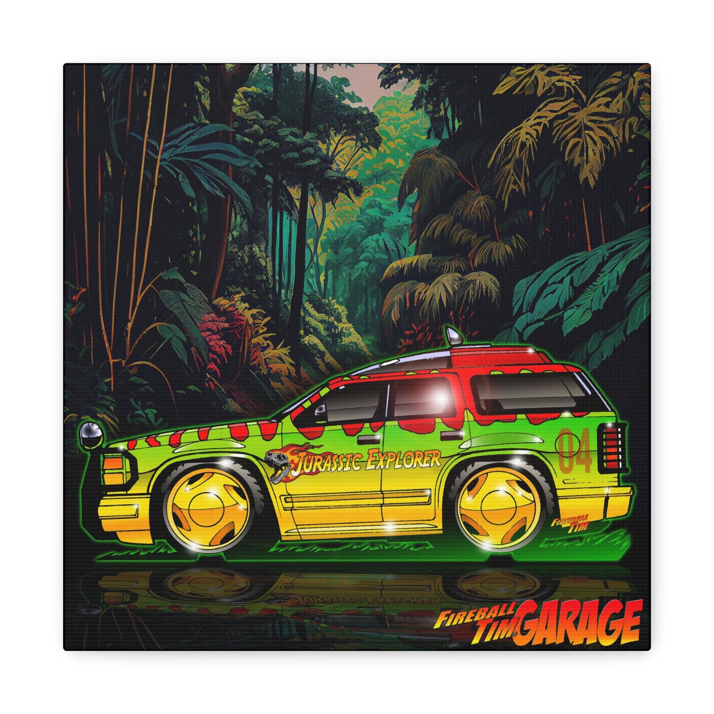 JURASSIC PARK Ford Explorer Concept Art Canvas Print Ver3 12x12