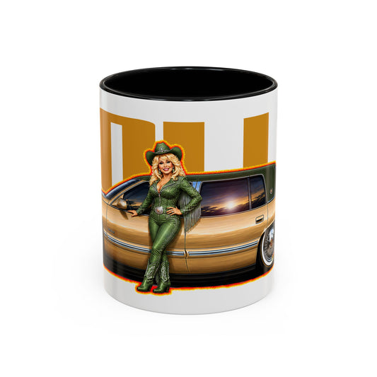 DOLLY PARTON 1997 Cadillac DeVille Collectible Fireball Art Coffee Mug - 2 Sizes