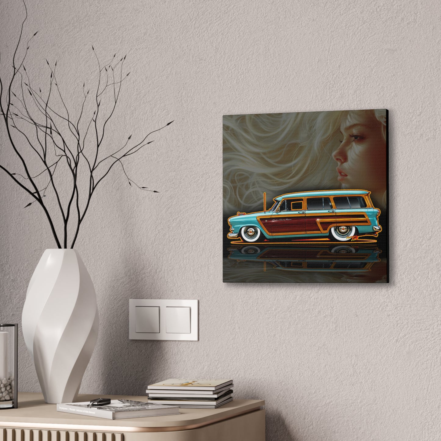 FORD CRESTLINE Country Squire Station Wagon 1953 Collectible Art Canvas Stretched Print